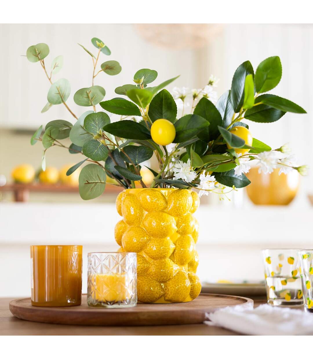 Vase Citron en Céramique Yucatan 18cm Jaune-3