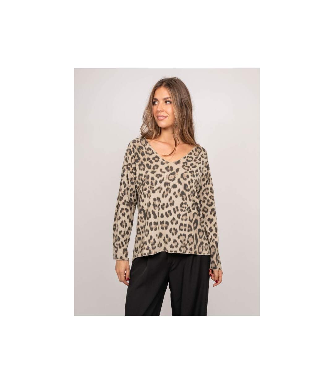 Pull maille fine imprimé léopard FARENZA - Dona X Lisa-1