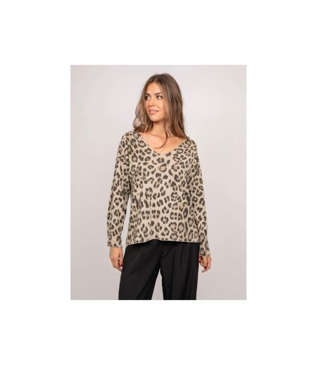Pull maille fine imprimé léopard FARENZA - Dona X Lisa
