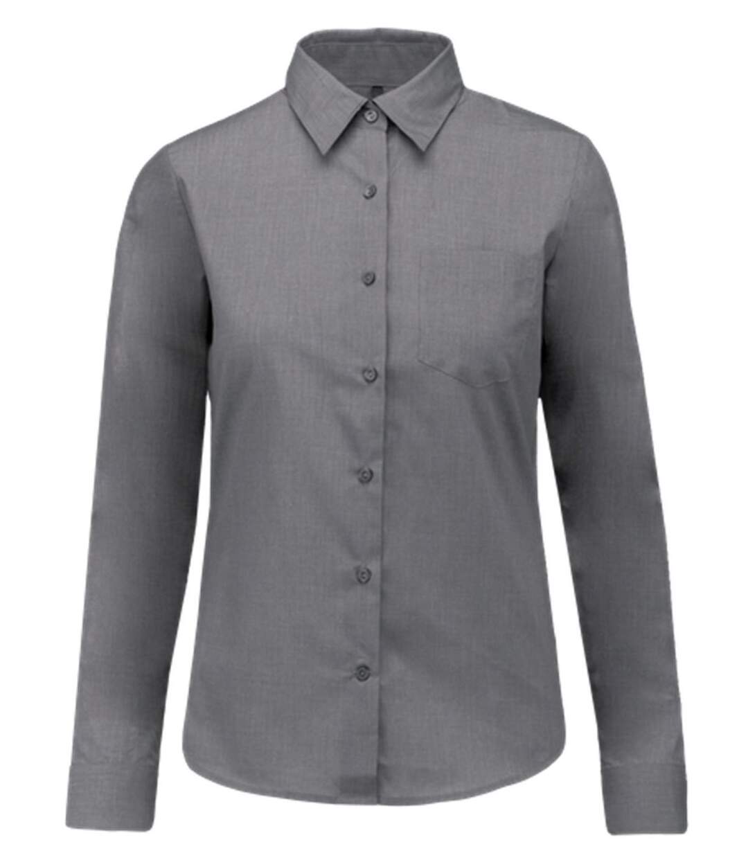 Chemise popeline manches longues - Femme - K549 - gris storm-1