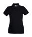 Womens/ladies premium polo shirt black Fruit of the Loom