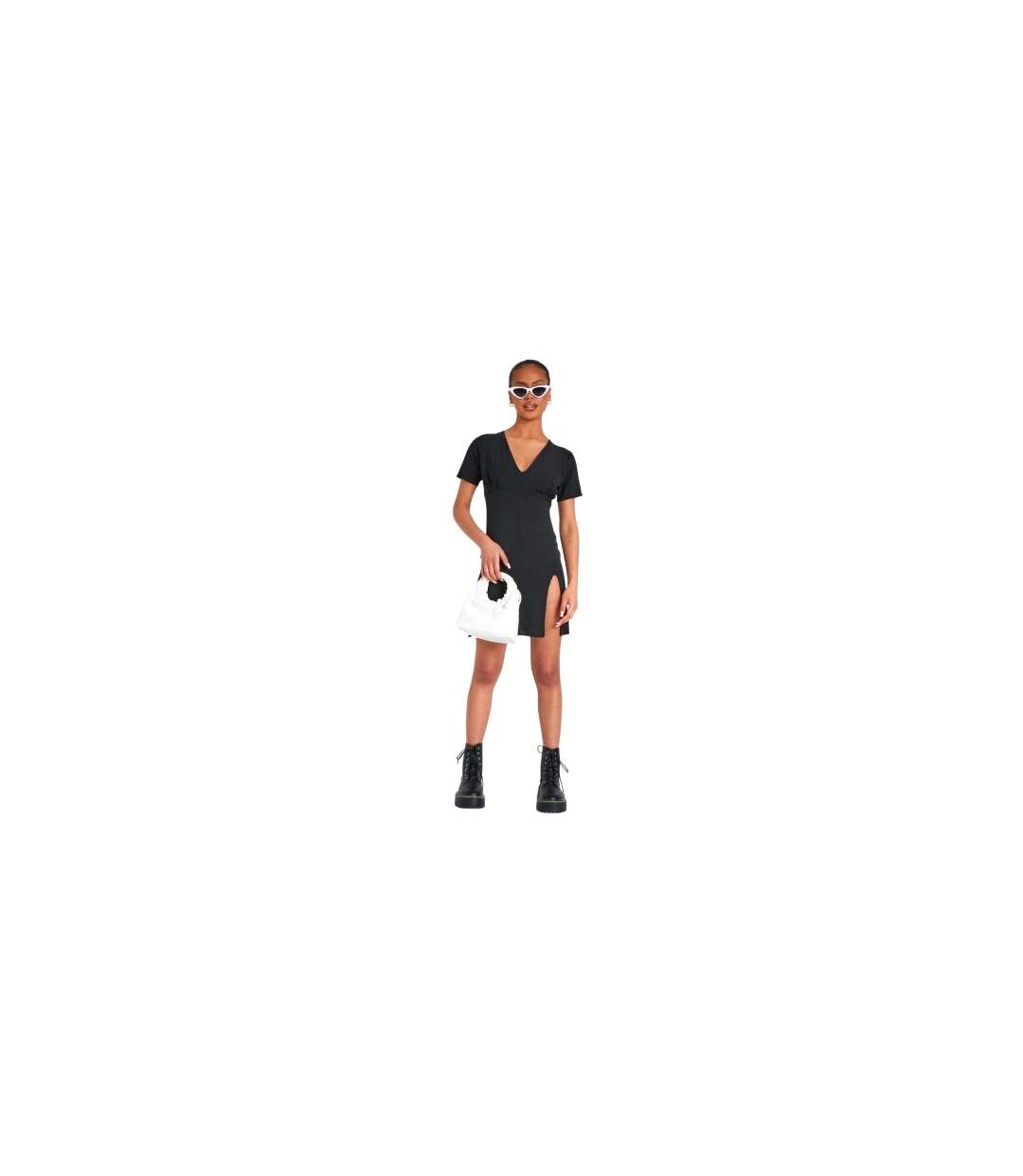 Womens/ladies Short-sleeved Mini Dress Black Missy Empire-1