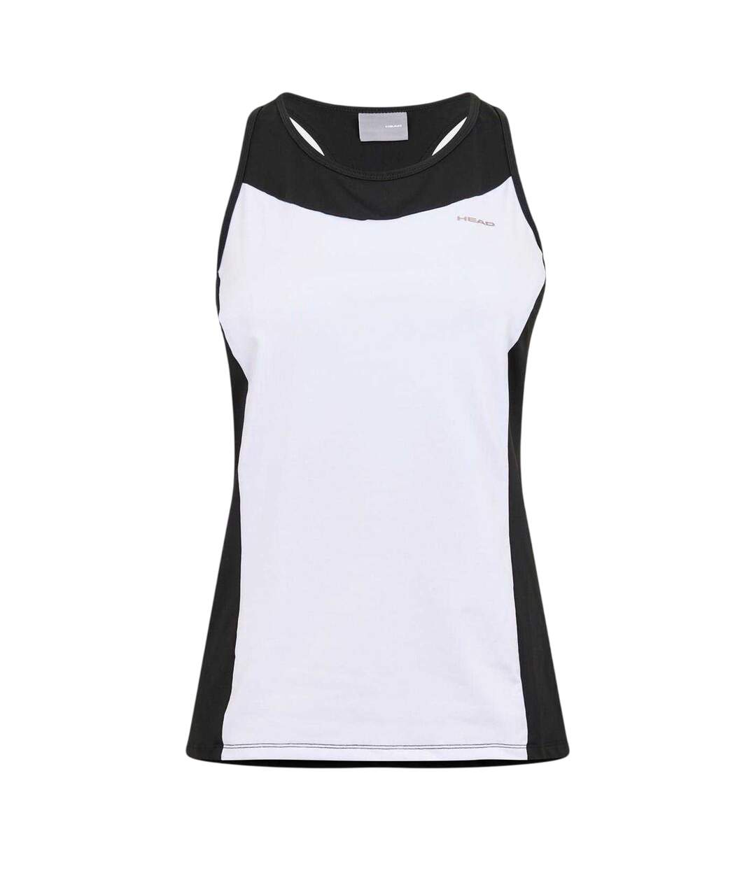 Womens/ladies Colour Block Tank Top White Black Head-1