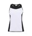 Womens/ladies Colour Block Tank Top White Black Head-1