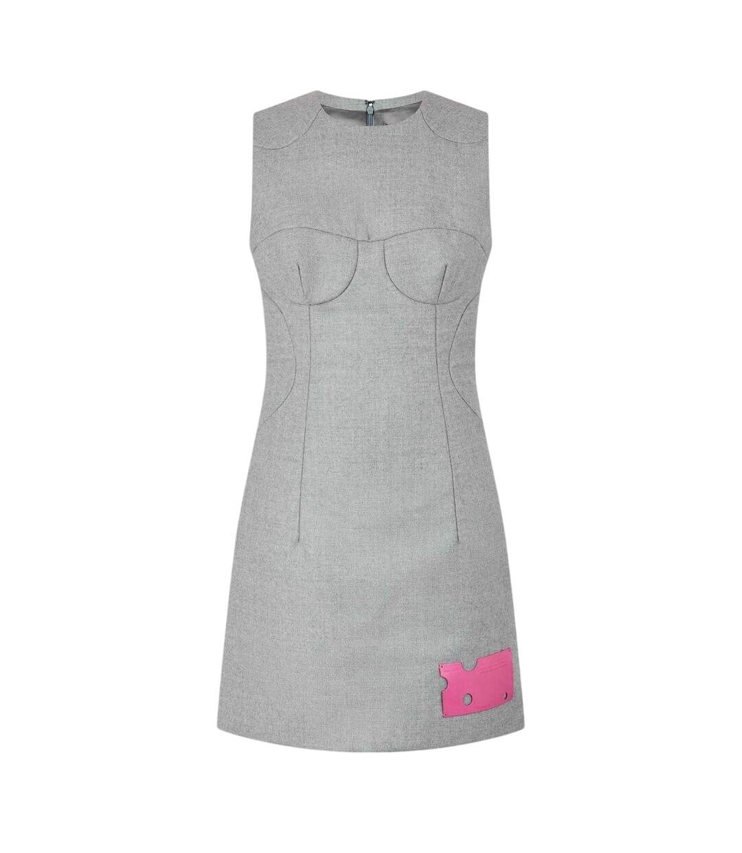 Robe Courte Sans Manches Sheath Femme Gris Off White-1