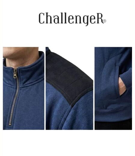 CHALLENGER PIERRO2 — Sweat molleton col camionneur bleu : chaleur et résistance optimale