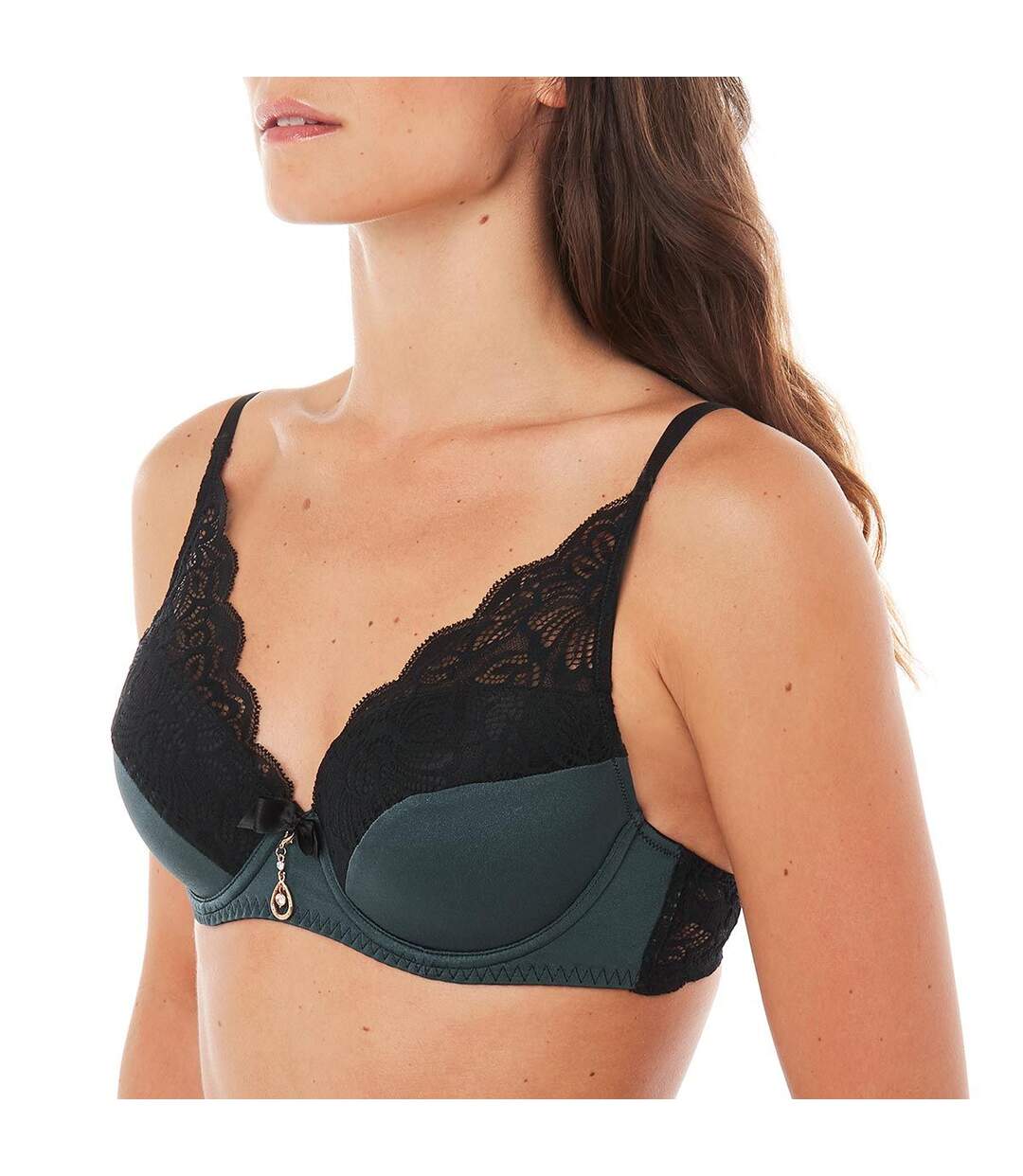 Soutien-gorge ampliforme coque moulée émeraude/noir Epicée-2