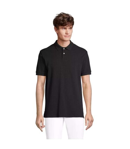 Unisex Adult Pacific Pique Twin Needle Stitch Polo Shirt Black SOLS