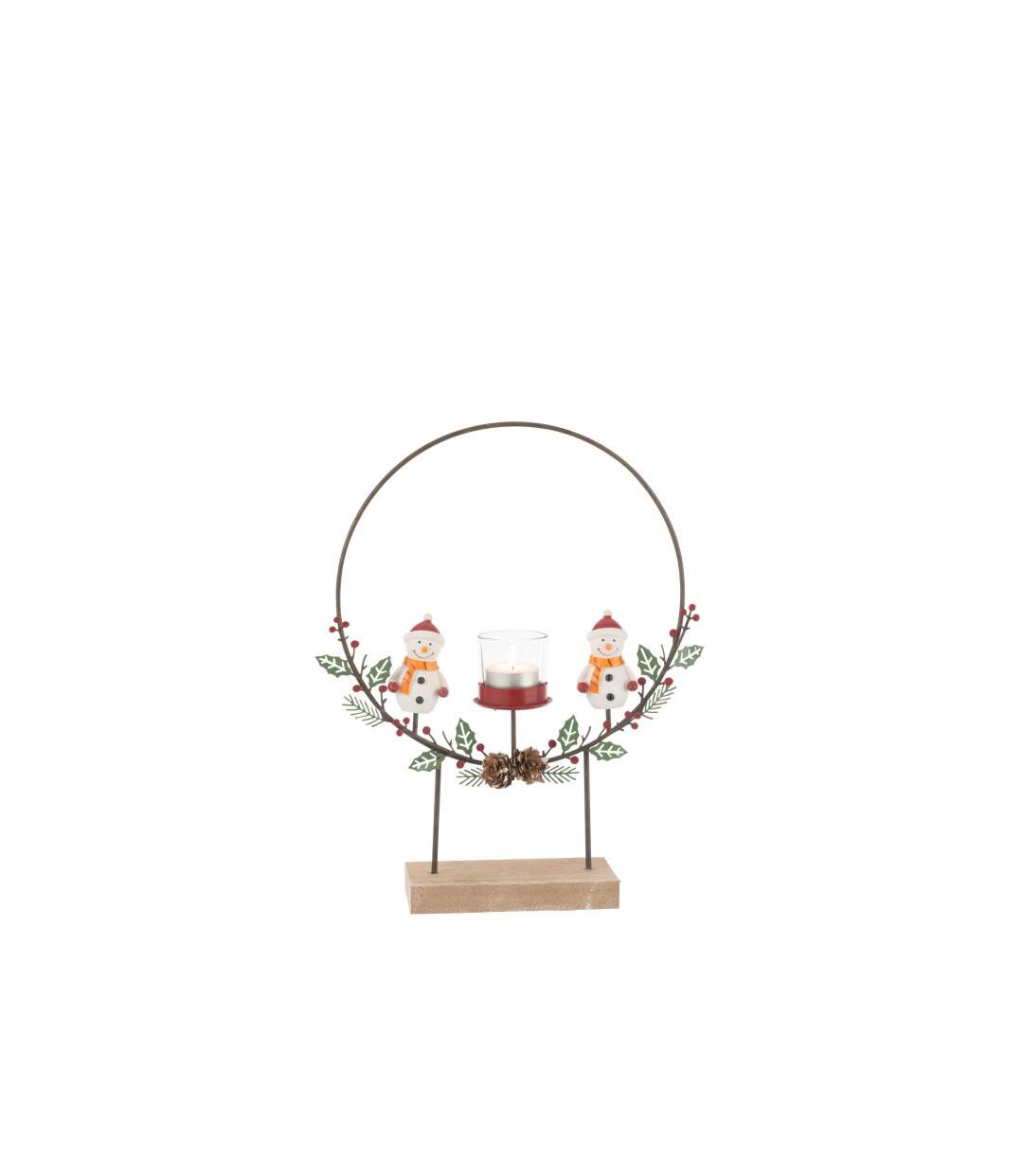 Photophore Cercle Bonhommes de Neige 28cm Multicolore-2