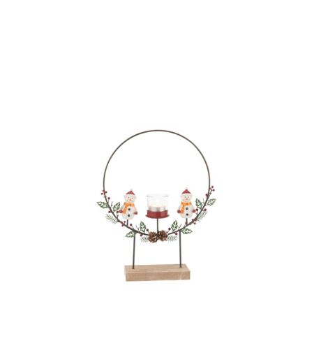 Photophore Cercle Bonhommes de Neige 28cm Multicolore