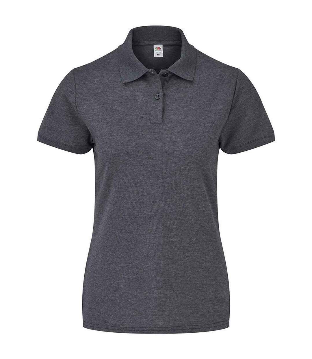 Polo manches courtes femme gris foncé chiné Fruit of the Loom