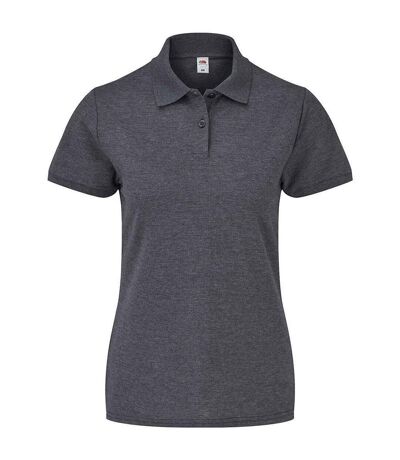 Polo manches courtes femme gris foncé chiné Fruit of the Loom