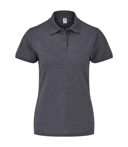 Womens/ladies lady fit piqué polo shirt dark heather Fruit of the Loom