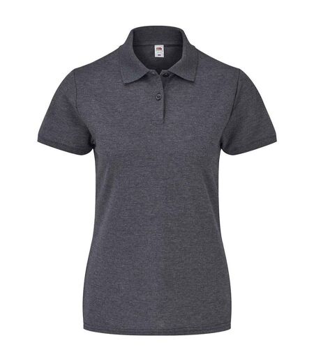 Polo manches courtes femme gris foncé chiné Fruit of the Loom