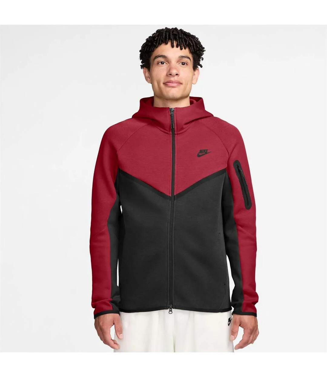 Veste À Capuche Motif/style Chevron Tech Homme Rouge Noir Nike-1