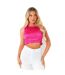 Womens/ladies Crinkled Satin Sleeveless Crop Top Pink Missy Empire-1