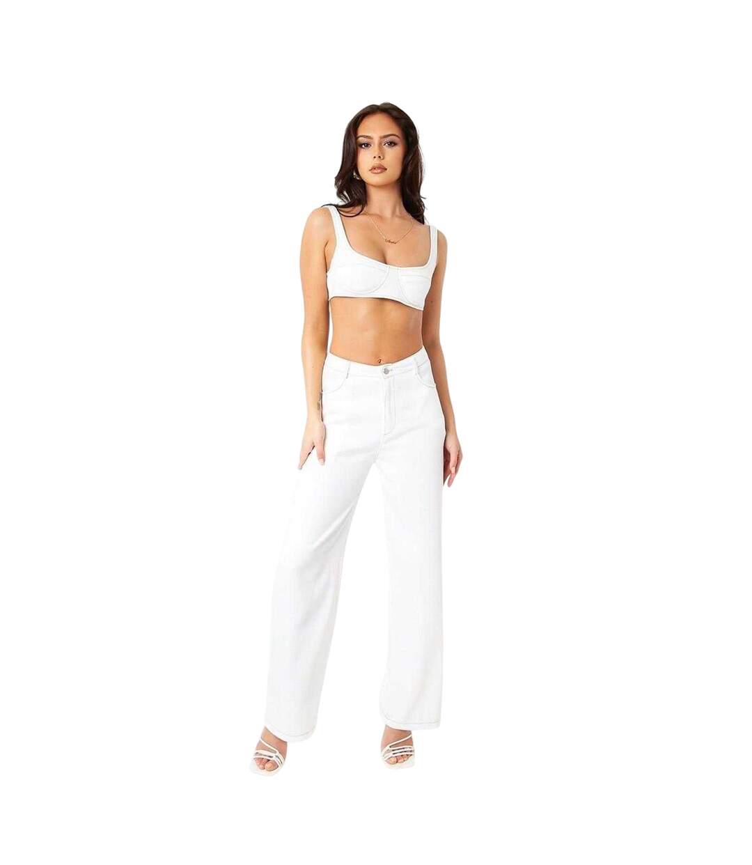 Womens/ladies Straight Leg Trousers White Missy Empire-3