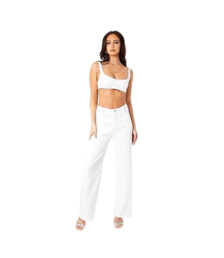 Womens/ladies Straight Leg Trousers White Missy Empire