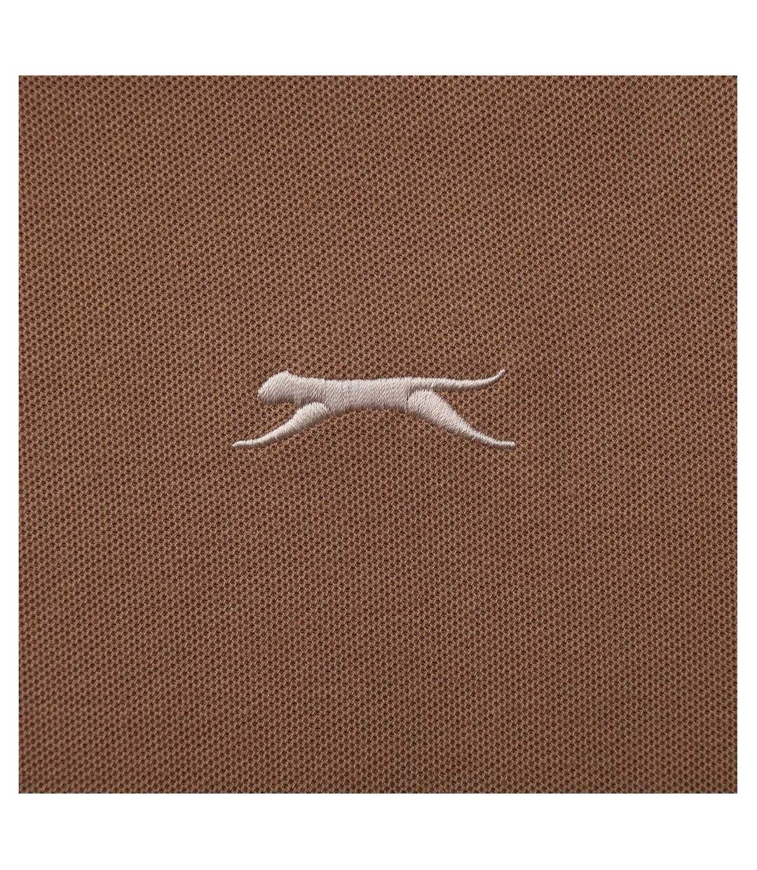 Mens Contrast Tipped Polo Shirt Dark Beige Slazenger-4