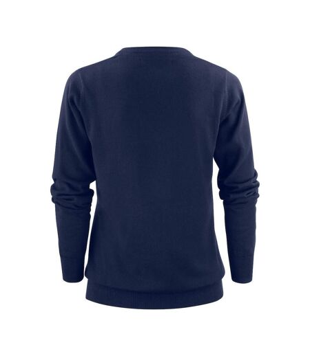 Womens/ladies Ashland V Neck Sweatshirt Navy James Harvest