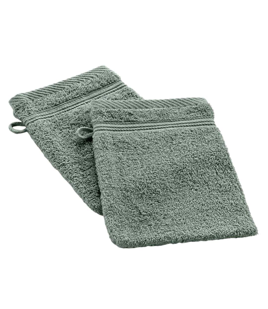 Lot de 2 Gants de Toilette Tendresse 15x21cm Vert Cèdre-1