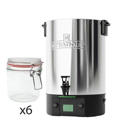 Stérilisateur électronique en inox 14 bocaux 2200 W avec 6 bocaux Stérilisateur + 6 bocaux de 500 ml