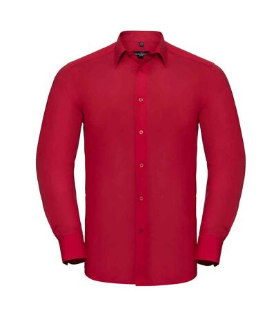 Mens poplin tailored long-sleeved shirt classic red Russell Collection