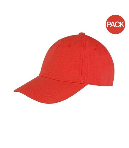 Result Unisex Core Memphis 6 Panel Baseball Cap (Pack of 2) (Red) - UTBC4218