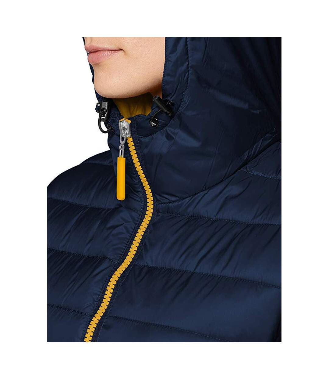 Urban snowbird veste rembourrée à capuche femme bleu marine/jaune Result