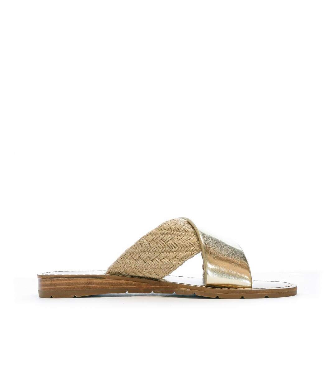 Claquettes croisées dorées femme chattawak brana-2