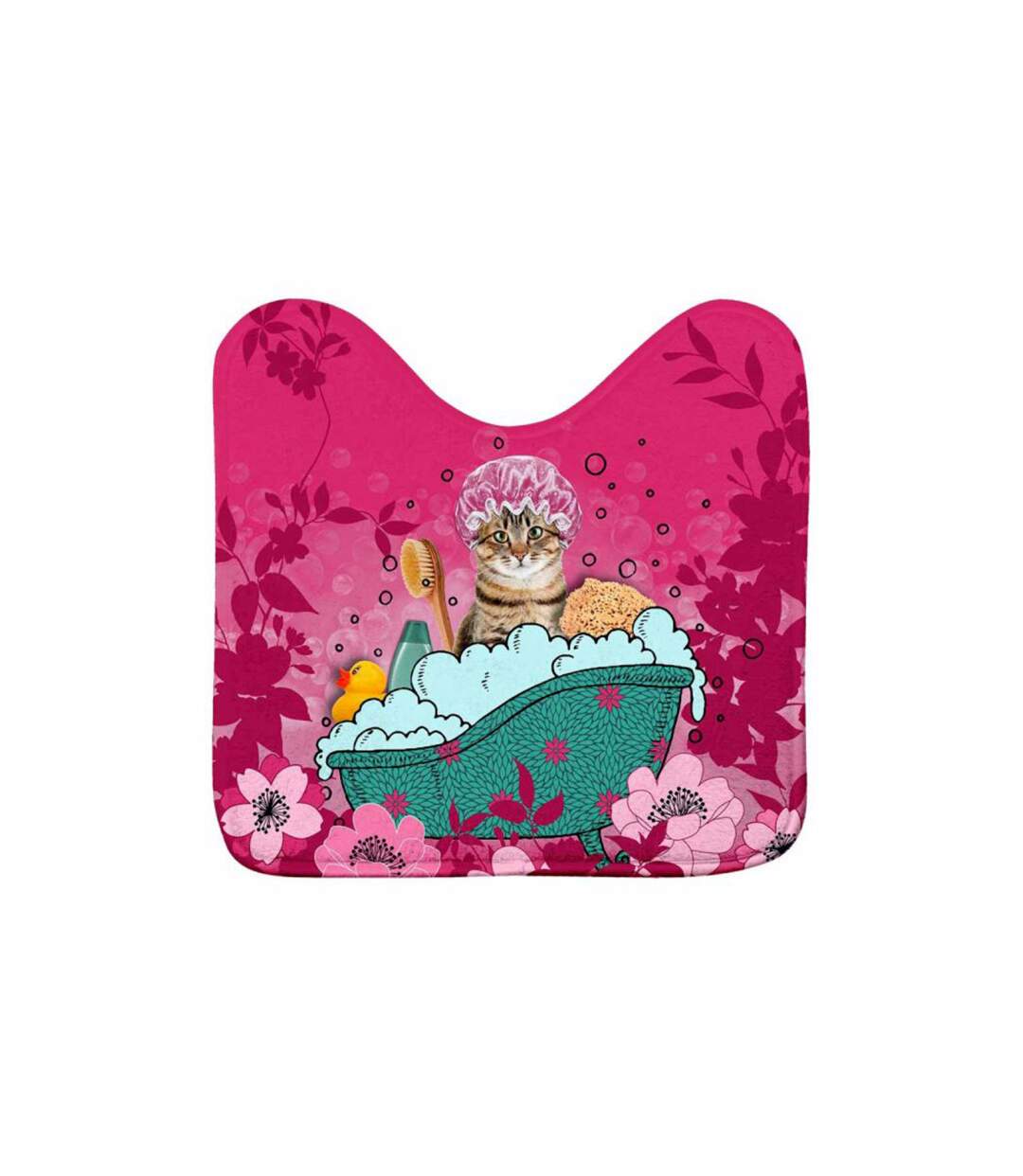 Tapis Contour WC Imprimé Chatibulle 45x45cm Rose-1