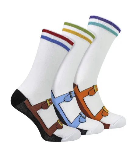3 Pairs Mens Socks and Sandals Pattern Novelty Casual Socks | Funny Gift Idea