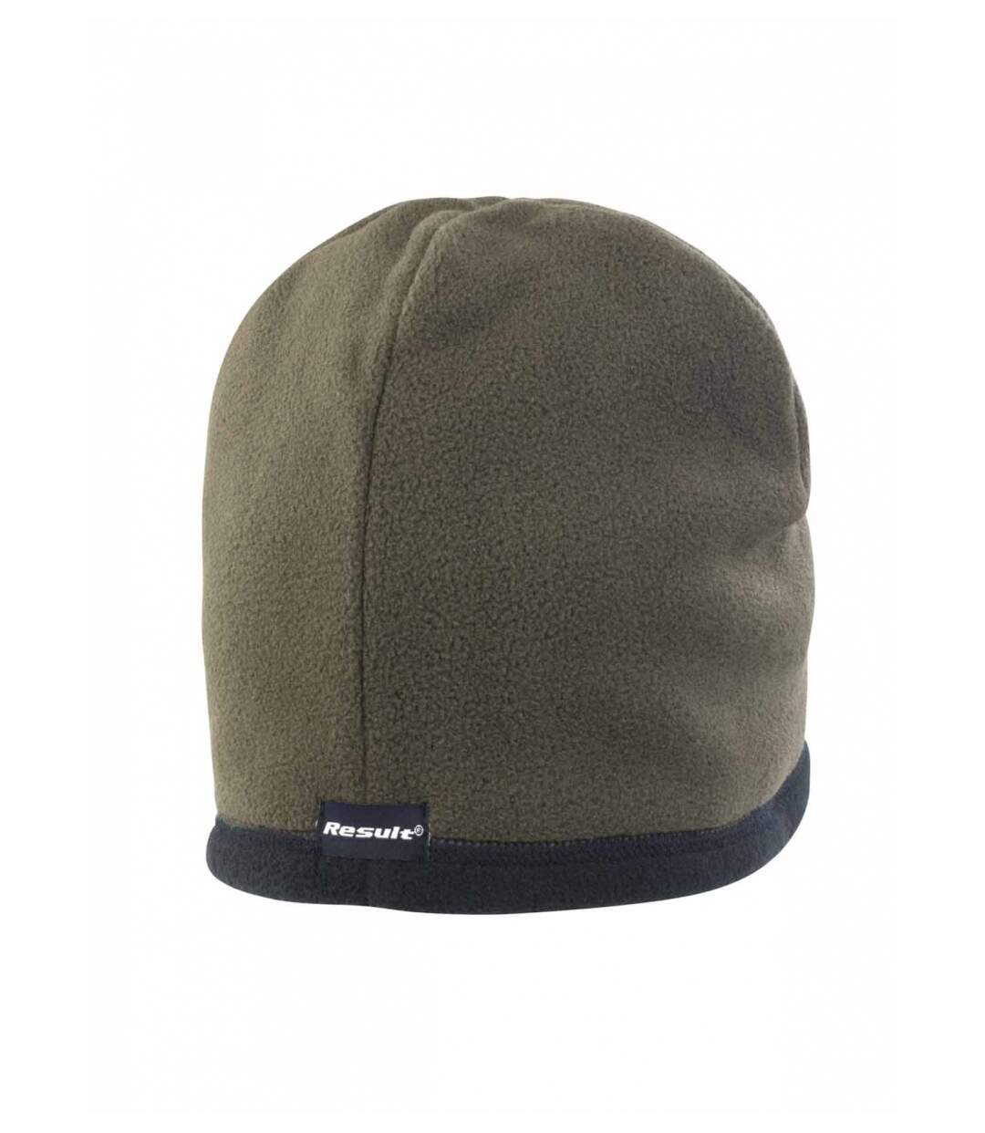 Bonnet micro polaire réversible - RC142X - vert olive et noir