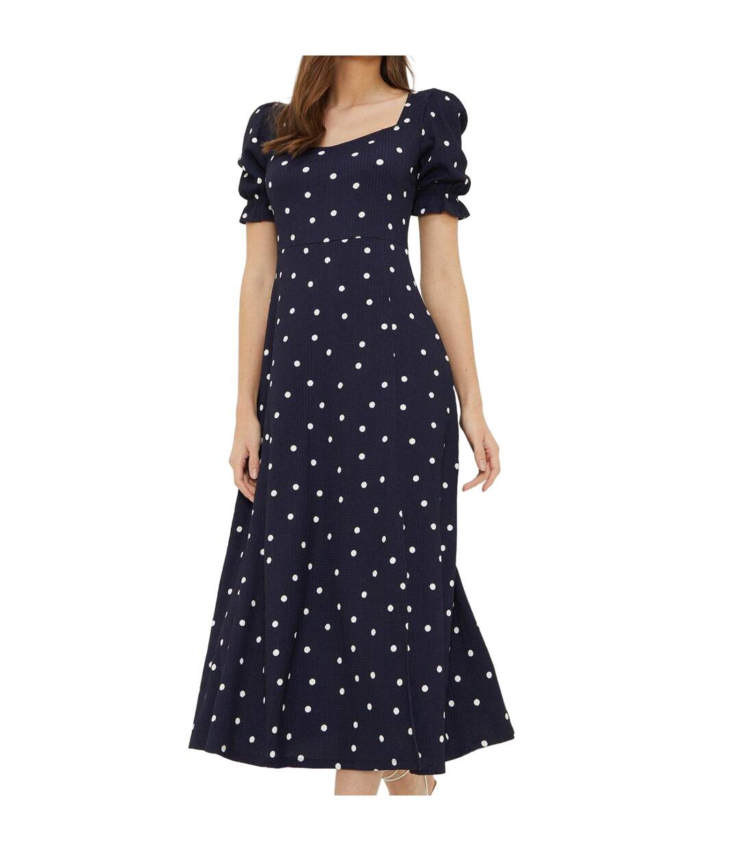 Womens/ladies Spotted Sweetheart Midi Dress Navy Dorothy Perkins-2