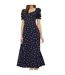 Womens/ladies Spotted Sweetheart Midi Dress Navy Dorothy Perkins-2