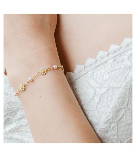 Sun Flower Pearl Charms Beaded Summer Indie Boho Daisy Floral Bracelet