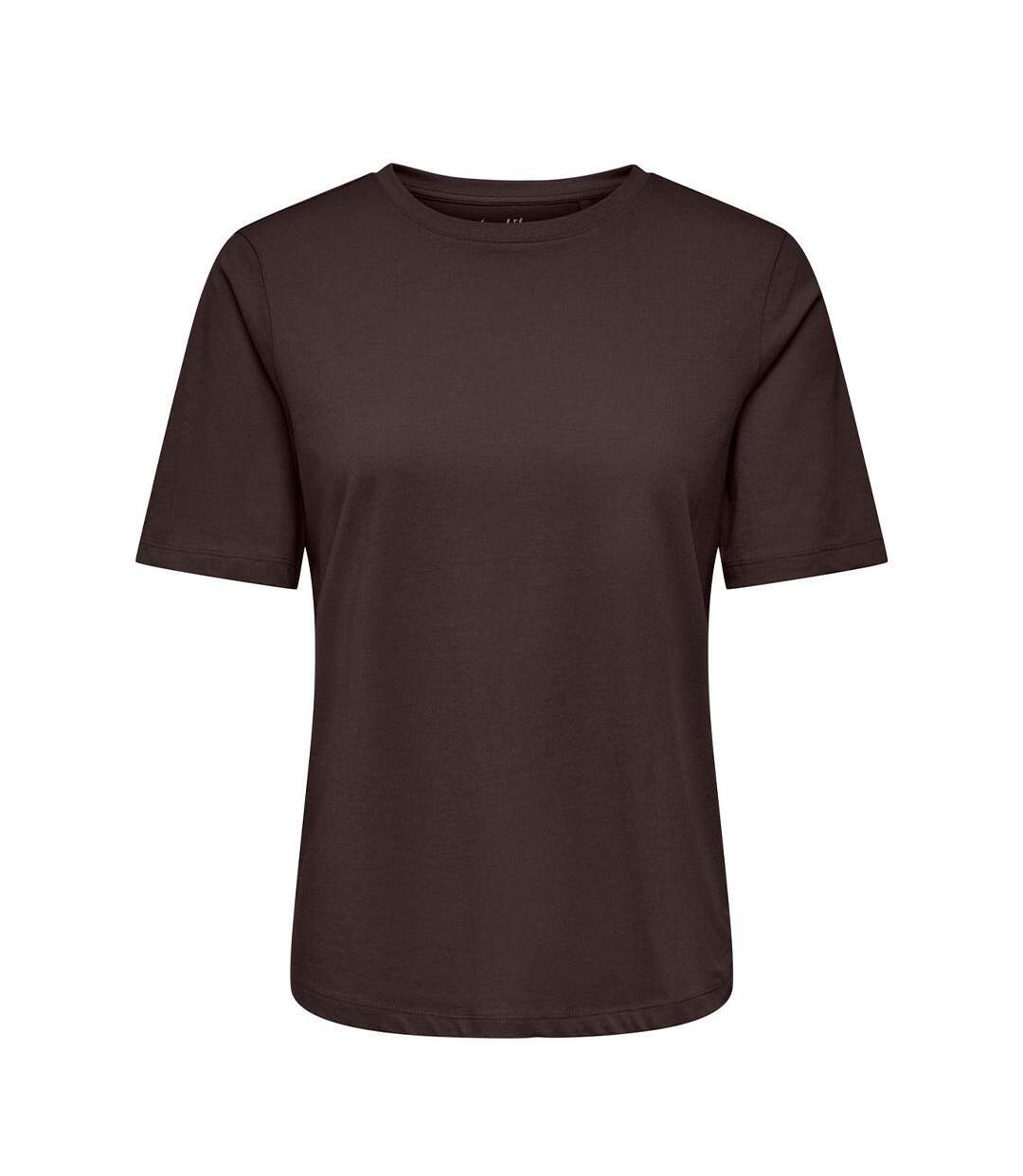 T-Shirt marron foncé femme only happy-1