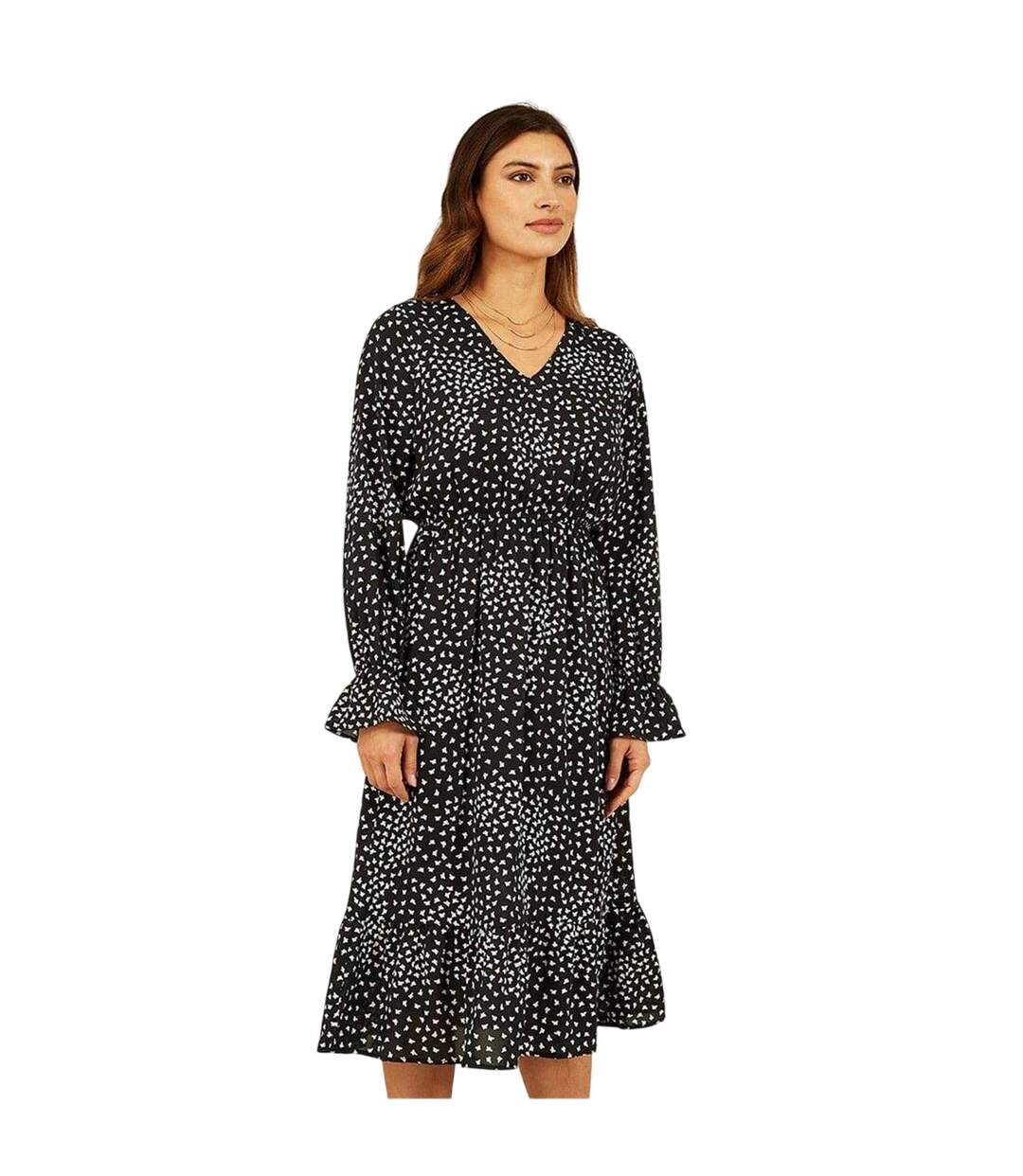Womens/ladies Butterfly V Neck Midi Dress Black Mela London-4