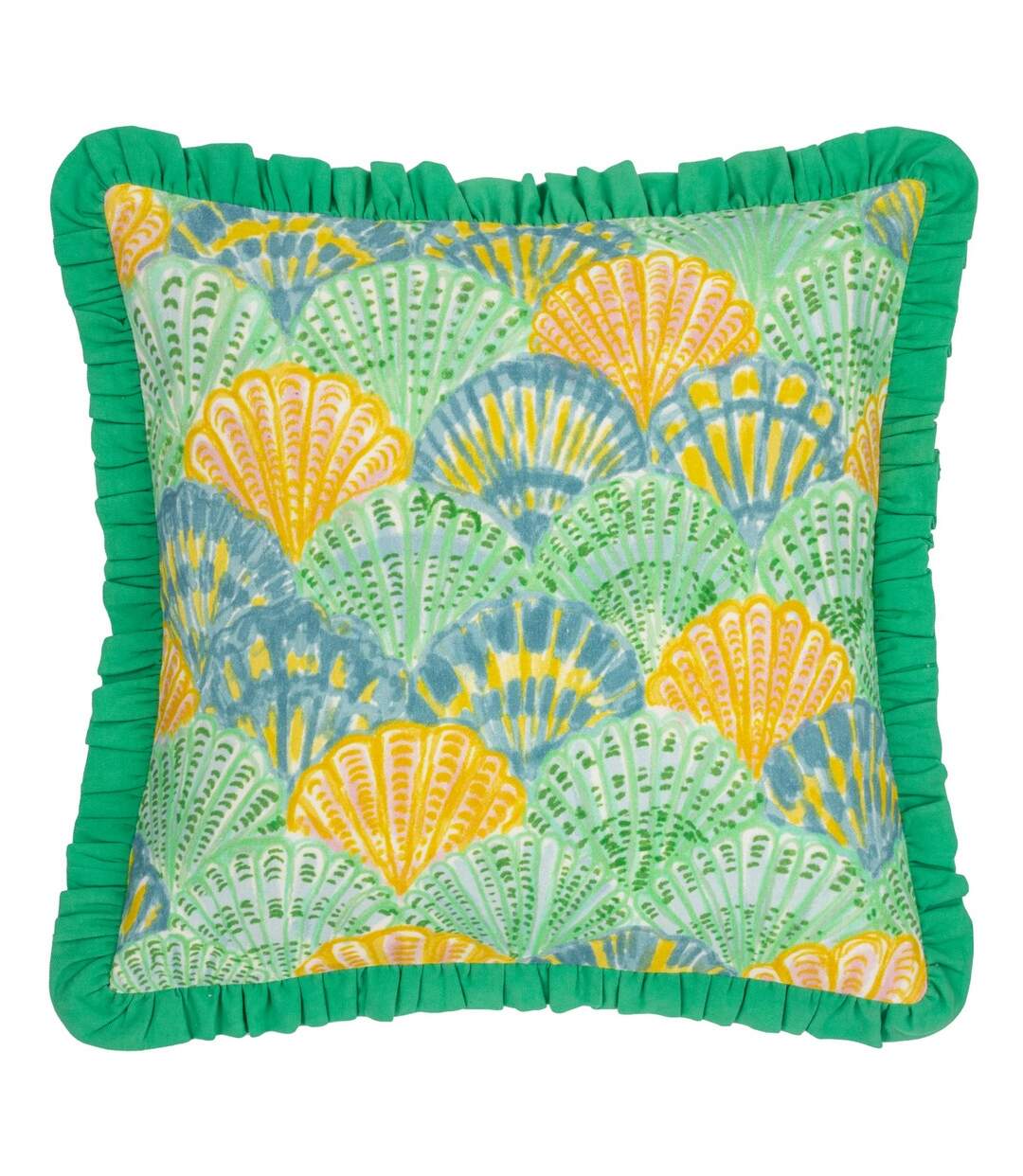 Frill clamshell cushion cover 50cm x 50cm green Furn