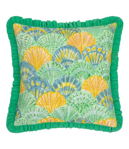 Frill clamshell cushion cover 50cm x 50cm green Furn