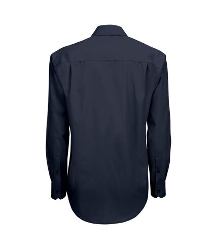 B&C Mens Smart Long Sleeve Poplin Shirt / Mens Shirts (Navy Blue) - UTBC111