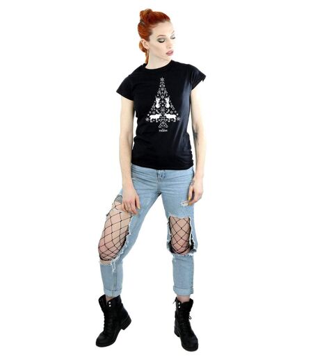 Disney Femme/Les femmes - T-shirt en coton avec arbre de Noël Frozen (Noir) - UTBI21924