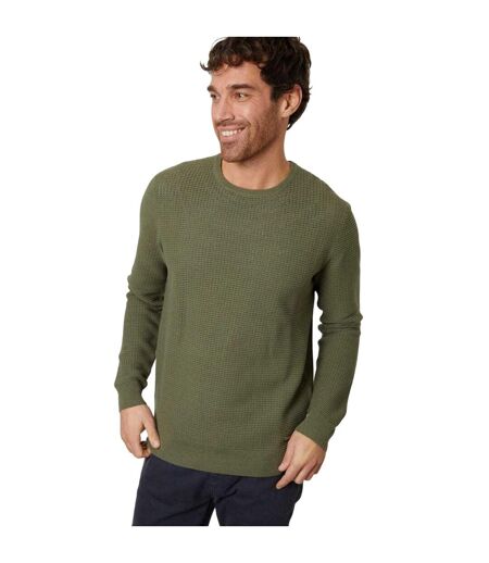 Mens Yarra Textured Regular Jumper Olive Threadbare