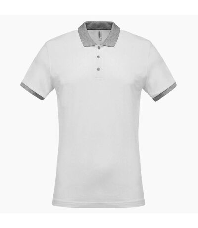 Polo pique homme blanc / gris oxford Kariban