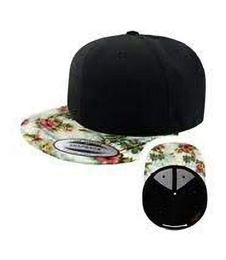 Yupoong Mens Fashion Print Premium Snapback Cap (Black/Floral Mint) - UTRW2888