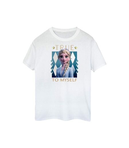 Disney Womens/Ladies Frozen 2 Elsa True To Myself Cotton Boyfriend T-Shirt (Blanc) - UTBI48116