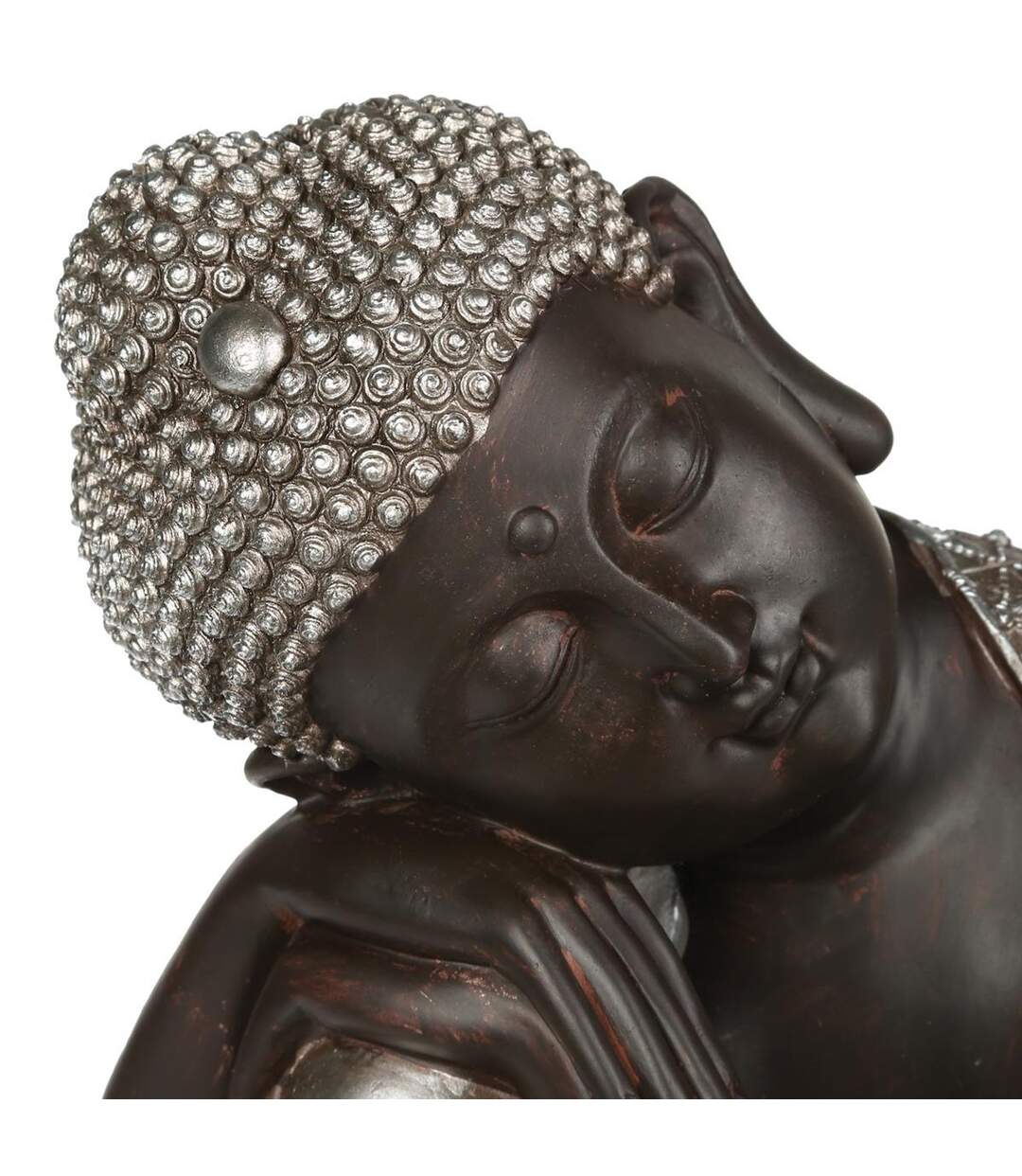 Statue Déco Bouddha 35cm Naturel & Argent-4