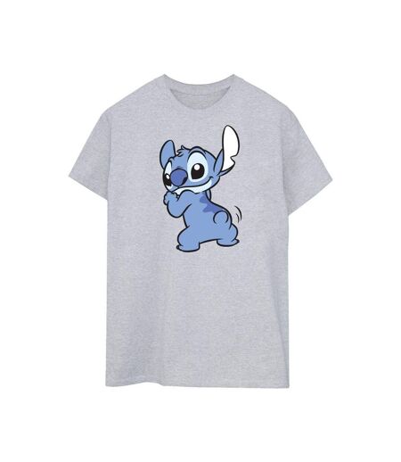 Disney Womens/Ladies Lilo And Stitch Stitch Backside Breast Print Cotton Boyfriend T-Shirt (Gris sportif) - UTBI51830