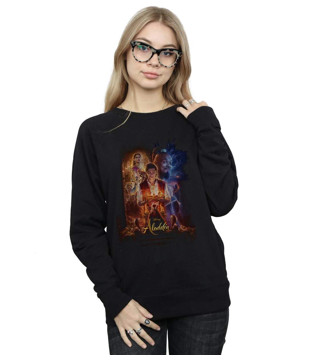 Disney Sweatshirt Womens/Ladies Aladdin Movie Poster (Noir) - UTBI5381-2