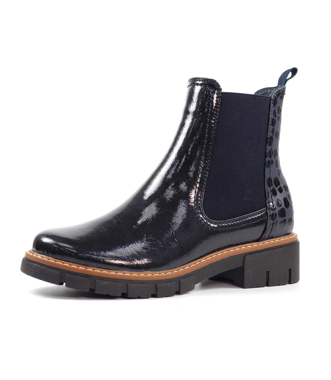Bottines Motif/style Verni Peace Femme Bleu Lunar-3